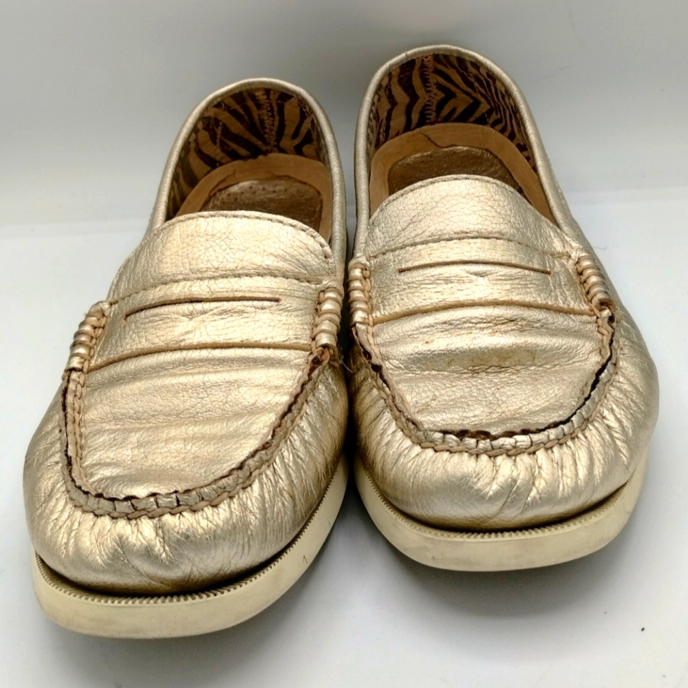 Sperry Top Sider platinum color penny loafers, size 10 M